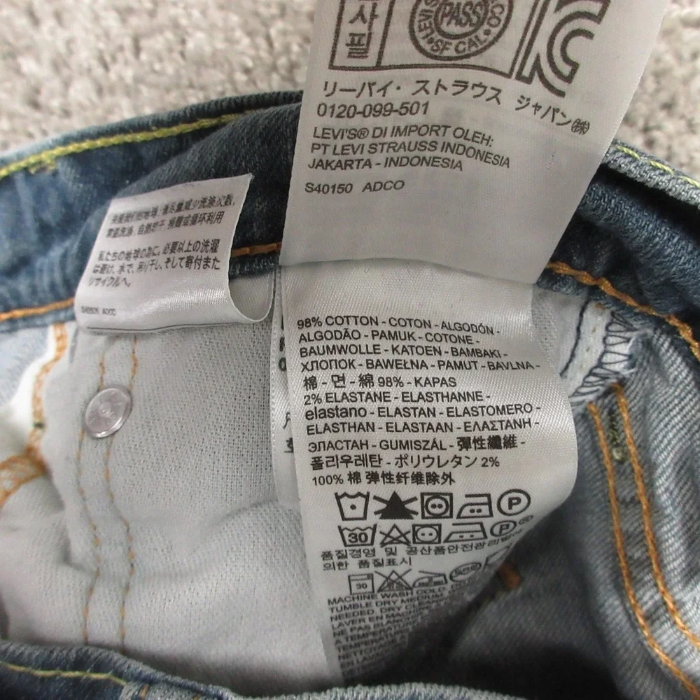 Levis Jeans Mens 30x29 (Tag 30x32) Blue 511 Slim Straight Faded Flex Denim Pants